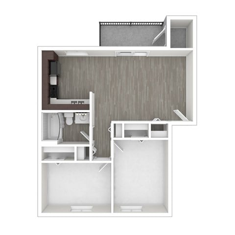 Floor plan for 2 beds, 1 bath, 750 sqft